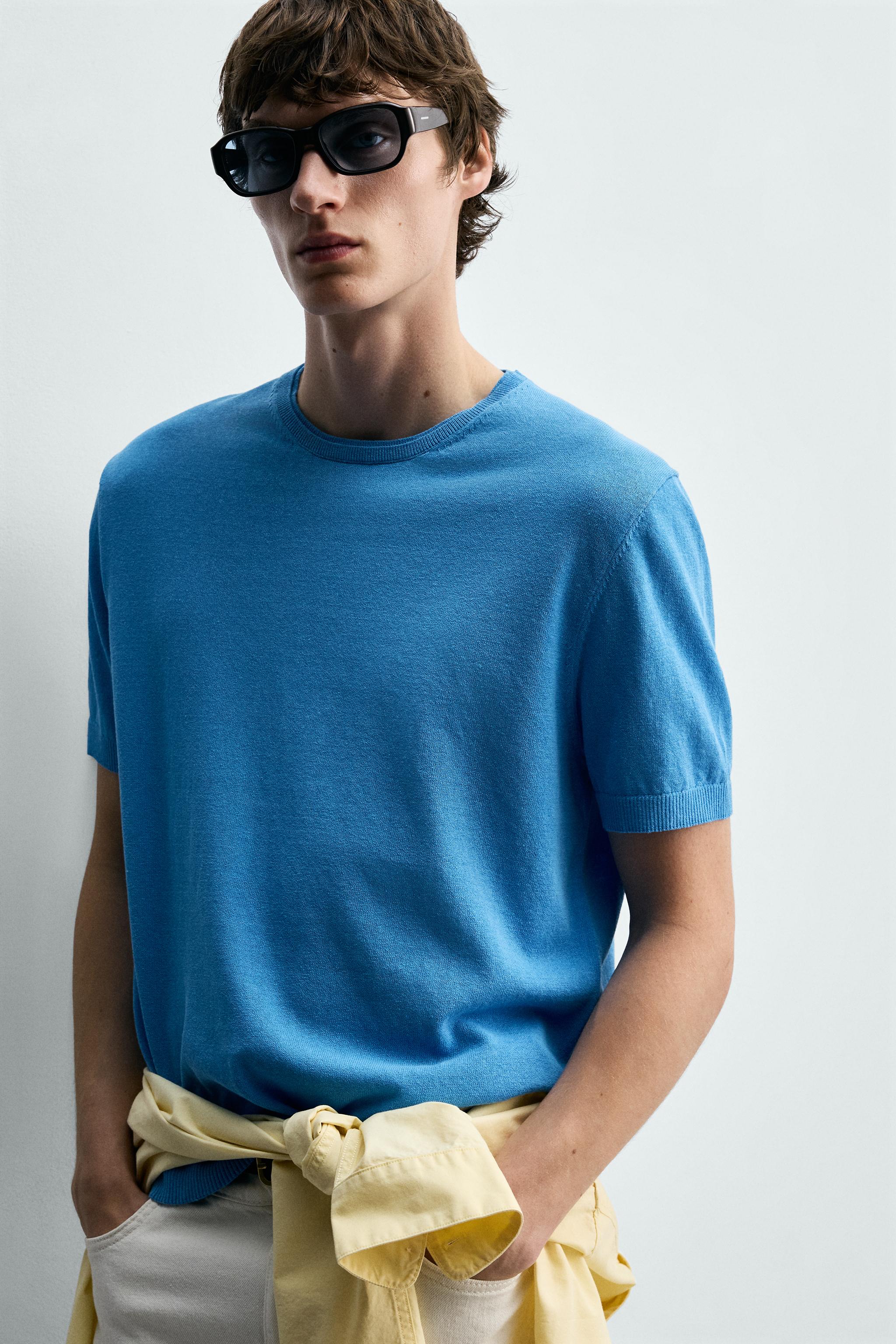 KNIT COTTON BLEND T-SHIRT